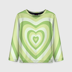 Лонгслив детский Зеленые сердца - индикид паттерн, цвет: 3D-принт