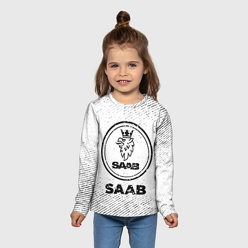 Детский лонгслив Saab с потертостями на светлом фоне / 3D-принт – фото 5