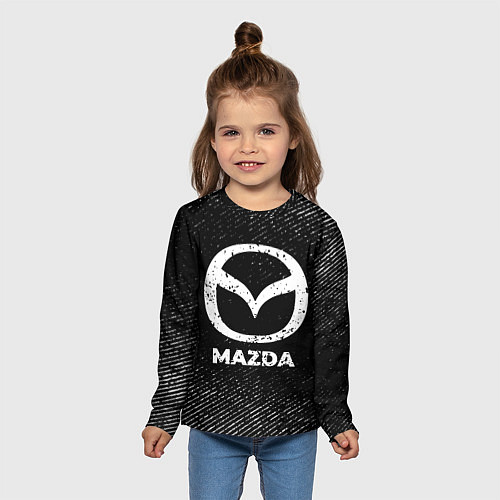 Детский лонгслив Mazda с потертостями на темном фоне / 3D-принт – фото 5