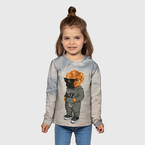 Детский лонгслив Медведь в маске / 3D-принт – фото 5