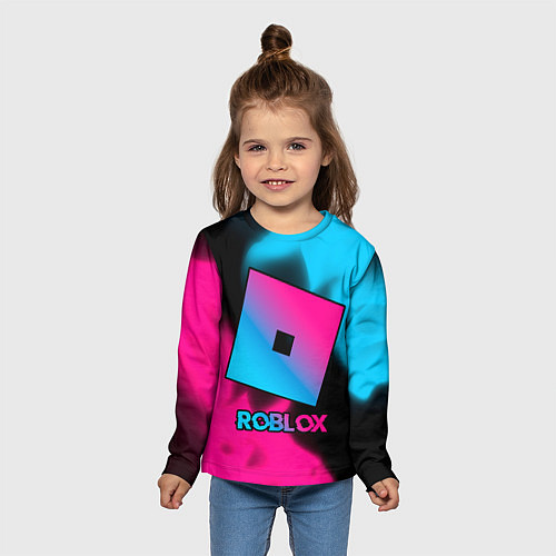 Детский лонгслив Roblox - neon gradient / 3D-принт – фото 5