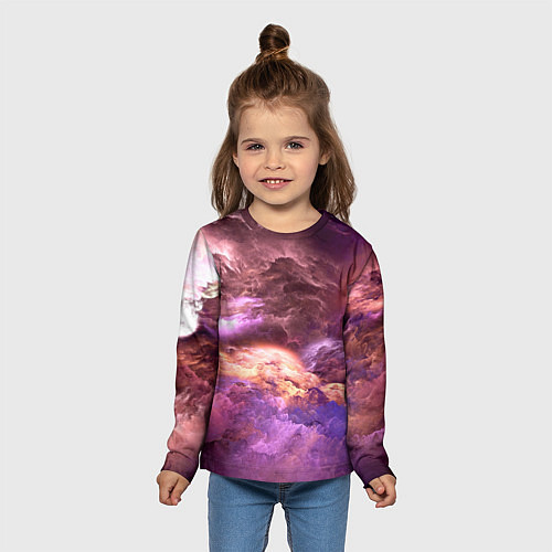 Детский лонгслив Фиолетовое облако / 3D-принт – фото 5
