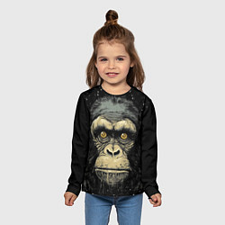 Лонгслив детский Портрет обезьяны: арт нейросети, цвет: 3D-принт — фото 2