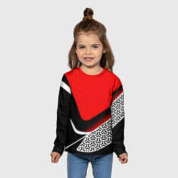 Лонгслив детский Геометрическая униформа - красная, цвет: 3D-принт — фото 2