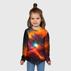 Лонгслив детский Небула в космосе в оранжевых тонах - нейронная сет, цвет: 3D-принт — фото 2
