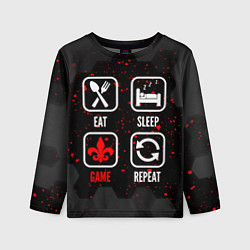 Лонгслив детский Eat, sleep, Saints Row, repeat, цвет: 3D-принт