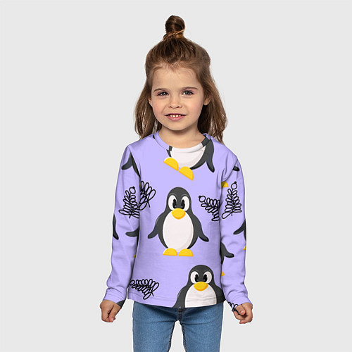 Детский лонгслив Пингвин и веточка / 3D-принт – фото 5