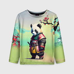 Лонгслив детский Панда-самурай - цветущая сакура, цвет: 3D-принт