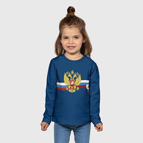 Детский лонгслив Флаг России лента / 3D-принт – фото 5