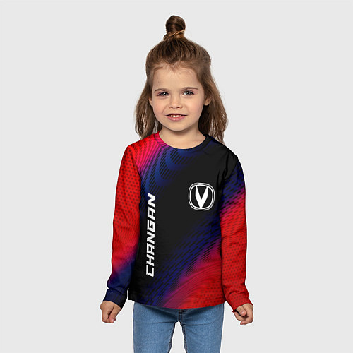 Детский лонгслив Changan красный карбон / 3D-принт – фото 5