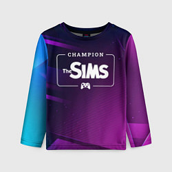 Лонгслив детский The Sims gaming champion: рамка с лого и джойстико, цвет: 3D-принт