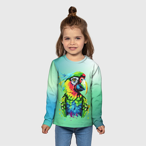Детский лонгслив Разноцветный попугай / 3D-принт – фото 5