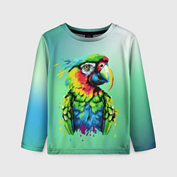 Лонгслив детский Разноцветный попугай, цвет: 3D-принт