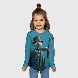 Лонгслив детский Слон джентельмен в смокинге и шляпе, цвет: 3D-принт — фото 2