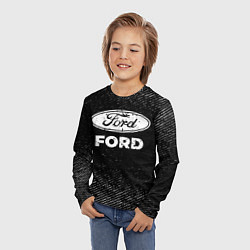 Лонгслив детский Ford с потертостями на темном фоне, цвет: 3D-принт — фото 2