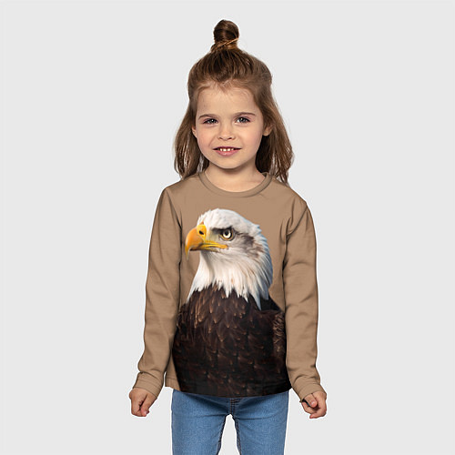 Детский лонгслив Белоголовый орлан птица / 3D-принт – фото 5