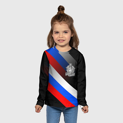 Детский лонгслив Пограничные войска - флаг РФ / 3D-принт – фото 5