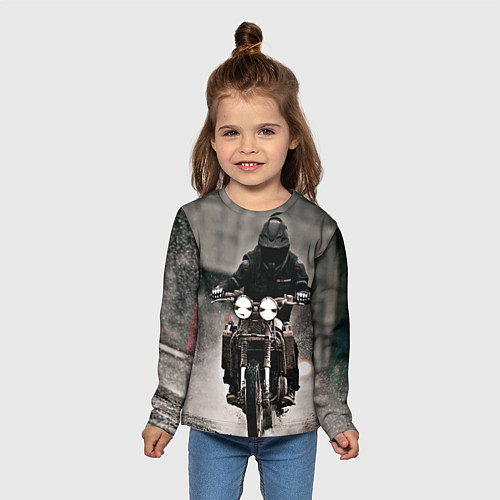 Детский лонгслив Мотоцикл в дождь / 3D-принт – фото 5