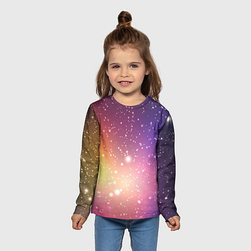 Детский лонгслив Желто фиолетовое свечение и звезды / 3D-принт – фото 5