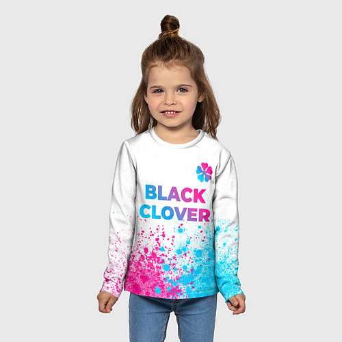 Детский лонгслив Black Clover neon gradient style: символ сверху / 3D-принт – фото 5