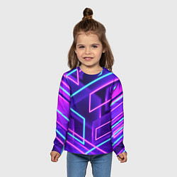 Лонгслив детский Светящиеся разноцветные полосы, цвет: 3D-принт — фото 2