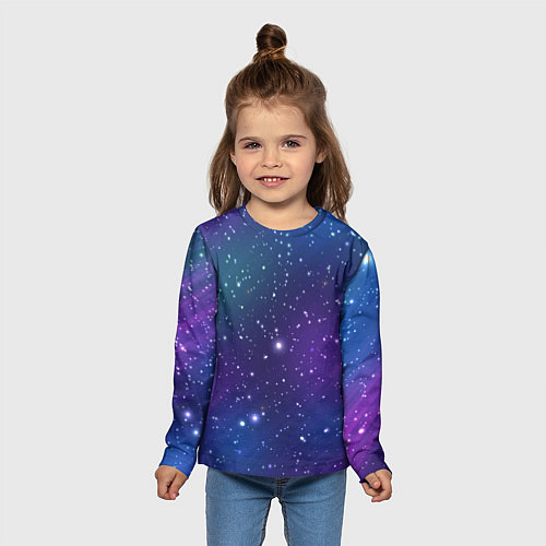 Детский лонгслив Фиолетовая розовая звездная туманность в космосе / 3D-принт – фото 5