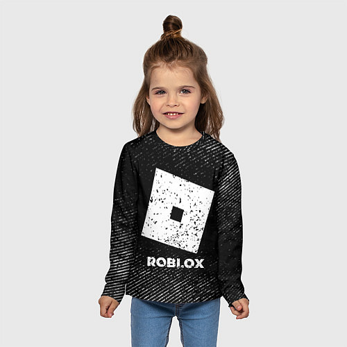 Детский лонгслив Roblox с потертостями на темном фоне / 3D-принт – фото 5