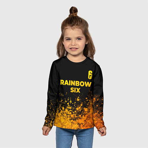 Детский лонгслив Rainbow Six - gold gradient: символ сверху / 3D-принт – фото 5