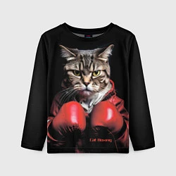Лонгслив детский Cat boxing, цвет: 3D-принт