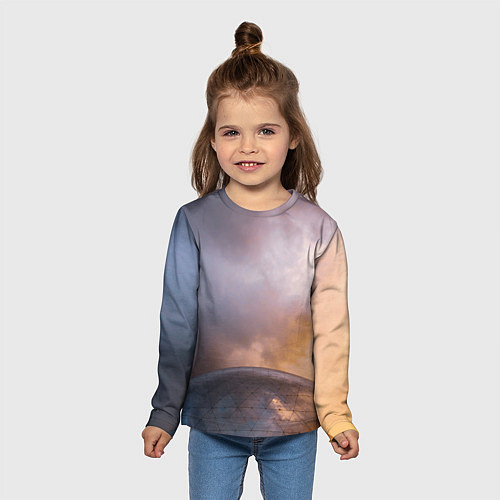 Детский лонгслив Часть металлической планеты и туман / 3D-принт – фото 5