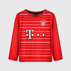 Лонгслив детский ФК Бавария Мюнхен форма 2223 домашняя, цвет: 3D-принт