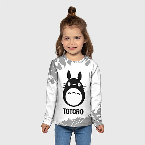 Детский лонгслив Totoro glitch на светлом фоне / 3D-принт – фото 5