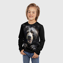 Лонгслив детский Бурый атакующий медведь, цвет: 3D-принт — фото 2