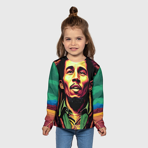 Детский лонгслив Digital Art Bob Marley in the field / 3D-принт – фото 5