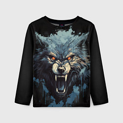 Детский лонгслив Blue black wolf