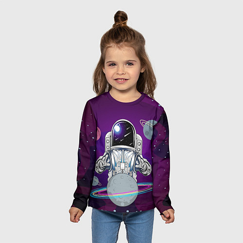Детский лонгслив Космонавт с планетами и звездами / 3D-принт – фото 5