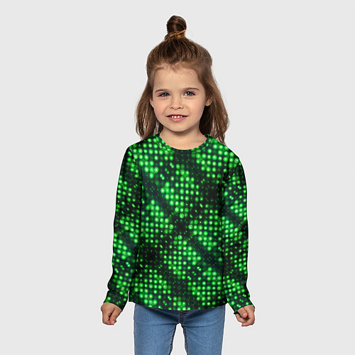 Детский лонгслив Яркие зеленые точки / 3D-принт – фото 5