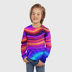 Лонгслив детский Яркие неоновые волны, цвет: 3D-принт — фото 2
