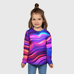 Лонгслив детский Неоновые волны, цвет: 3D-принт — фото 2