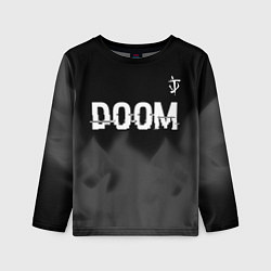 Детский лонгслив Doom glitch на темном фоне: символ сверху