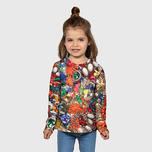 Детский лонгслив Камни и драгоценности / 3D-принт – фото 5
