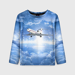 Лонгслив детский Ту-154 в морозном небе, цвет: 3D-принт