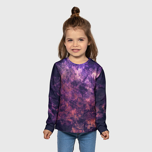 Детский лонгслив Текстура - Purple galaxy / 3D-принт – фото 5