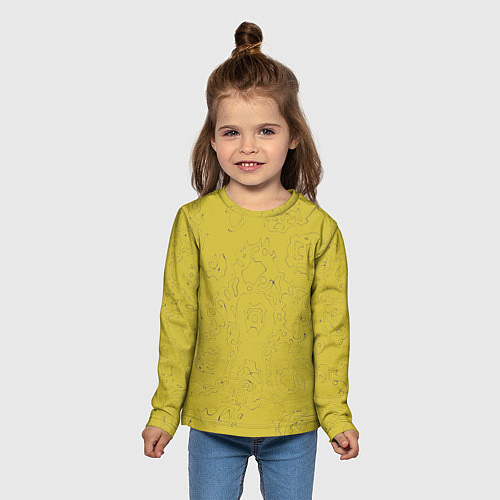 Детский лонгслив Рябь - зеленовато-желтый и фиолетовый - узор Хуф и / 3D-принт – фото 5