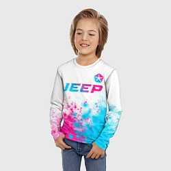 Лонгслив детский Jeep neon gradient style: символ сверху, цвет: 3D-принт — фото 2