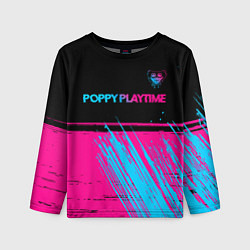 Лонгслив детский Poppy Playtime - neon gradient: символ сверху, цвет: 3D-принт