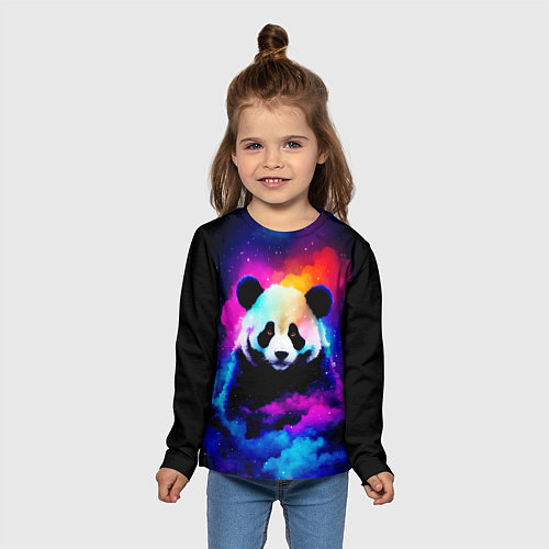 Детский лонгслив Панда и краски / 3D-принт – фото 5