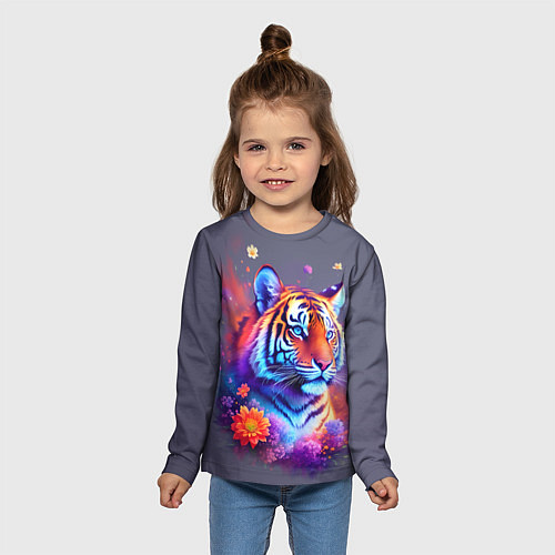 Детский лонгслив Тигр и краски - нейросеть / 3D-принт – фото 5
