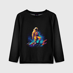 Лонгслив детский Неоновый космонавт на луне, цвет: 3D-принт