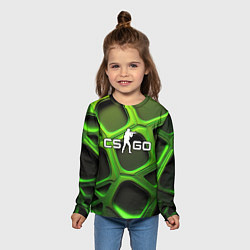 Лонгслив детский CS GO объемные зеленые соты, цвет: 3D-принт — фото 2